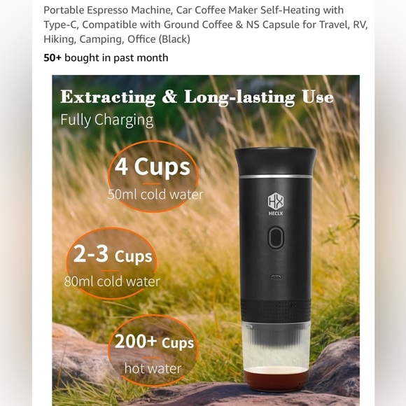 Portable Espresso Machine, Car Coffee Maker Self-Heating with Type-C, Compatible - Picture 6 of 15